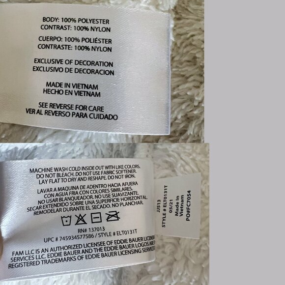 NWT Eddie Bauer Sherpa Fleece Pullover Coconut Milk & Frost Gray Snap-Neck, Sz M - Picture 15 of 16